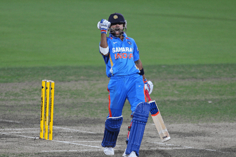 Virat Kohli celebrated his hundred against Sri Lanka in Hobart 2012