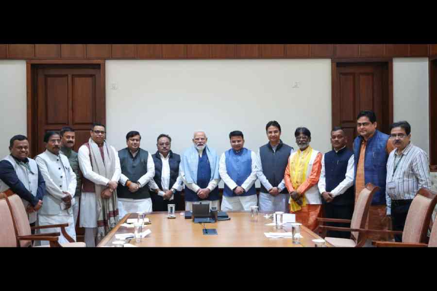 BJP MPs from Bengal with Prime Minister Narendra Modi in New Delhi on Wednesday