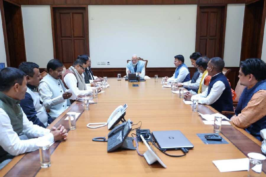 BJP MPs from Bengal with Prime Minister Narendra Modi in New Delhi on Wednesday