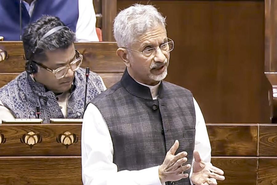 External Affairs Minister S Jaishankar speaks in the Rajya Sabha during the Winter session of Parliament, in New Delhi, Thursday, Dec. 4, 2025.