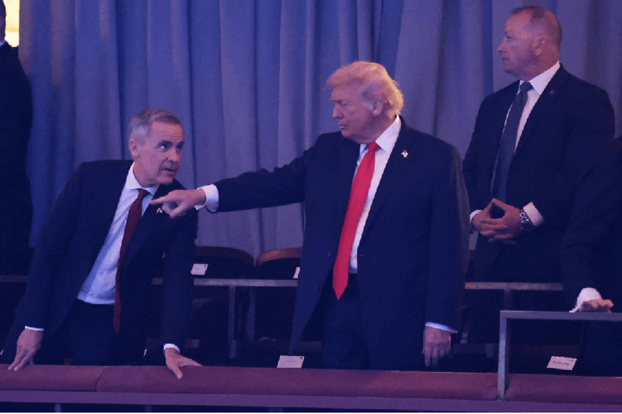 Canada's Prime Minister Mark Carney and U.S. President Donald Trump ahead of the FIFA World Cup 2026 Draw.