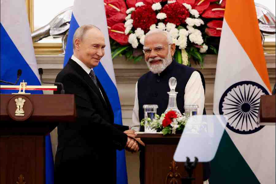 Putin and Modi at Hyderabad House.