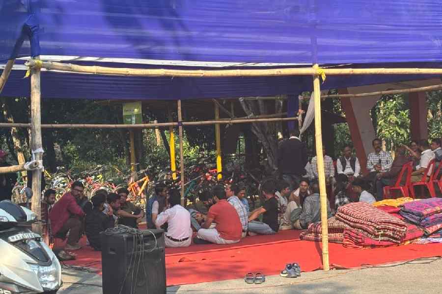 Protesters at Tezpur University on Friday