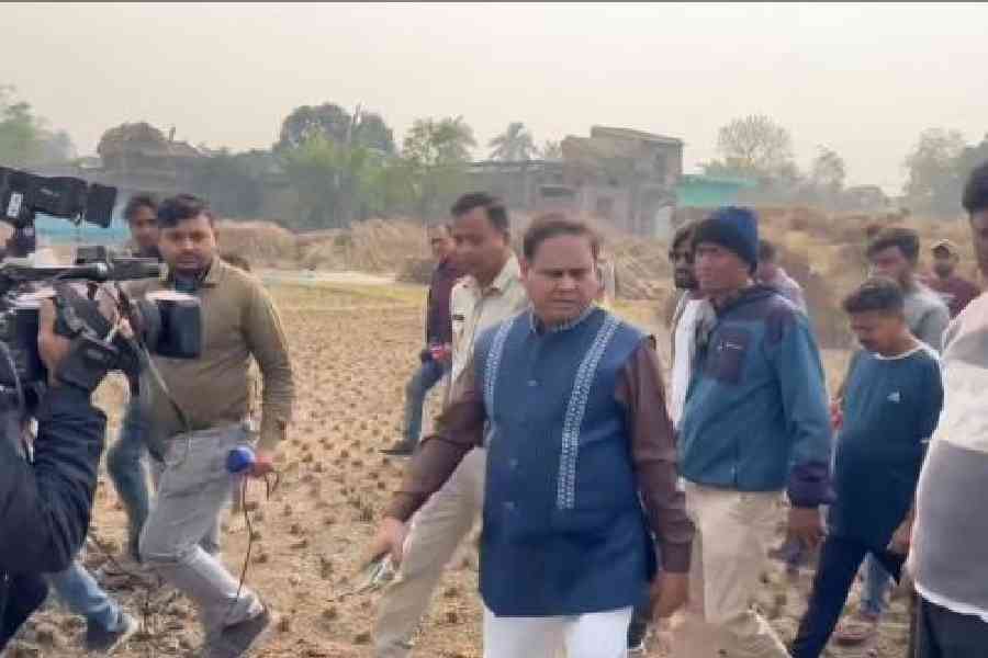 Humayun Kabir on the site of the proposed Babri Masjid near Beledanga  on Thursday