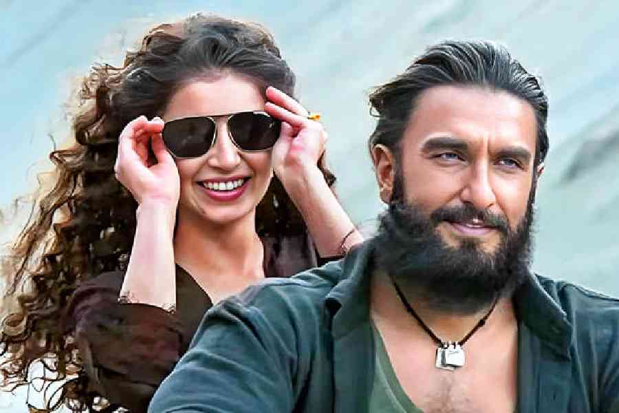 Ranveer Singh with Sara Arjun in Dhurandhar, now playing in cinemas