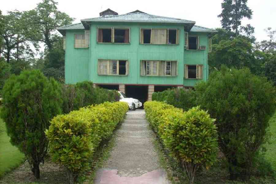 The Holong forest bungalow in the Jaldapara National Park, before it was gutted in the fire