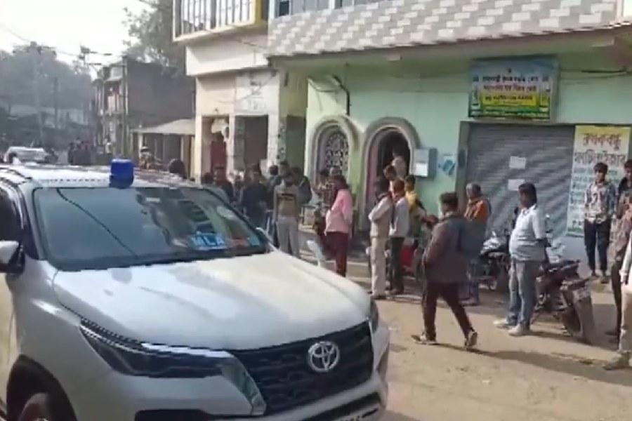 Outside Humayun Kabir's residence in Murshidabad