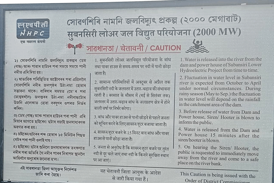 The NHPC notice board that warns of water surges (Sourced by TTO Correspondent)