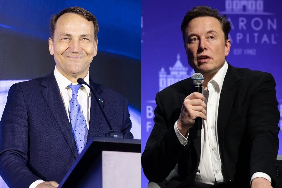 Radosław Sikorski (left), Elon Musk