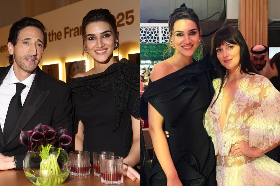 Kriti Sanon with Adrien Brody and Dakota Johnson