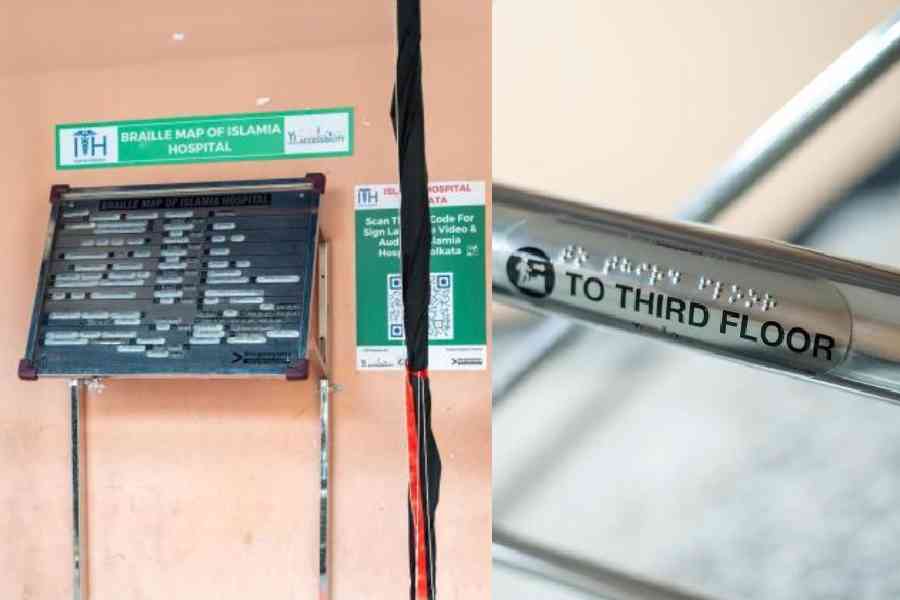 The Braille map of Islamia Hospital at the entrance