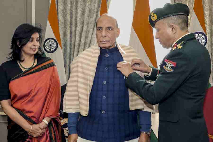 Rajnath Singh in New Delhi on Sunday. 