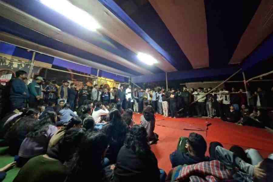 Protesters at Tezpur University on Sunday