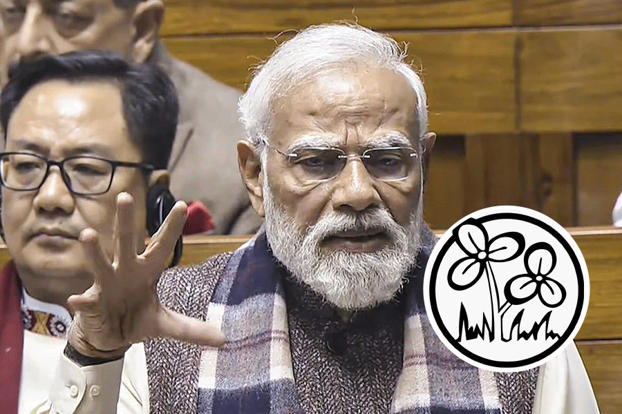 PM Narendra Modi; TMC party symbol (inset)