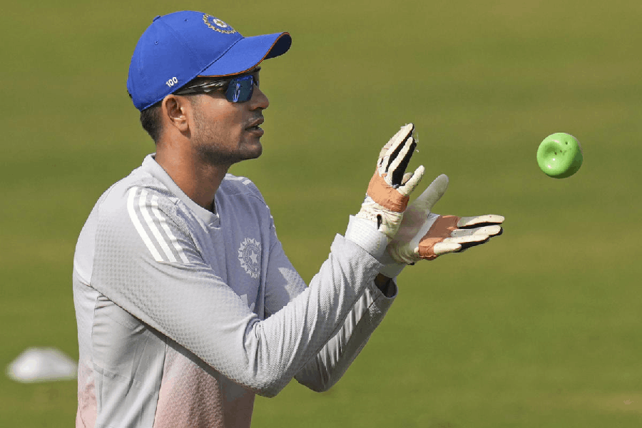Shubman Gill during a practice session on the eve of the first T20 cricket match of a series between India and South Africa, at Barabati Stadium, in Cuttack, Odisha, Monday, Dec. 8, 2025.