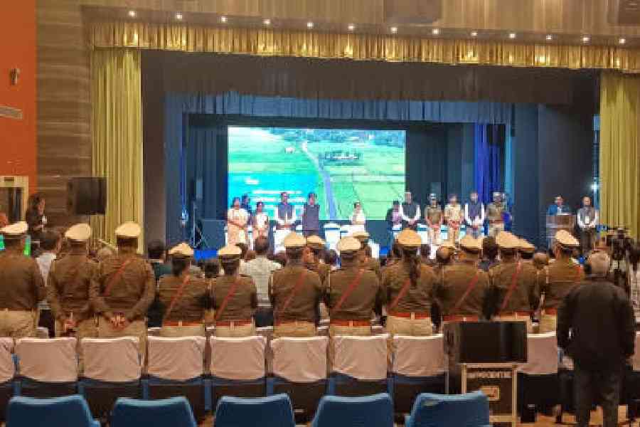 The administrative review meeting convened by the chief minister at Rabindra Bhavan in Cooch Behar on Monday. Picture by Main Uddin Chisti
