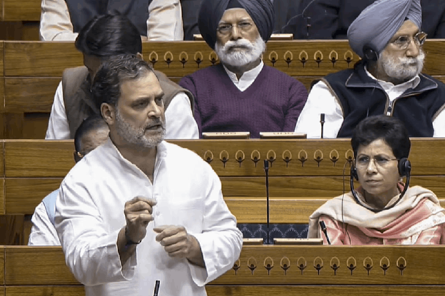 Leader of Opposition in the Lok Sabha Rahul Gandhi speaks during a discussion on election reforms in the House in the Winter session of Parliament, in New Delhi, Tuesday, Dec. 9, 2025.