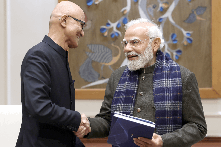 Microsoft CEO Satya Nadella with PM Narendra Modi