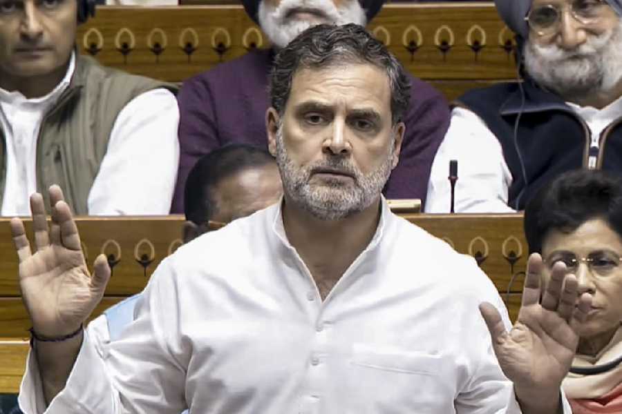 Rahul Gandhi speaks in Parliament on Tuesday. 