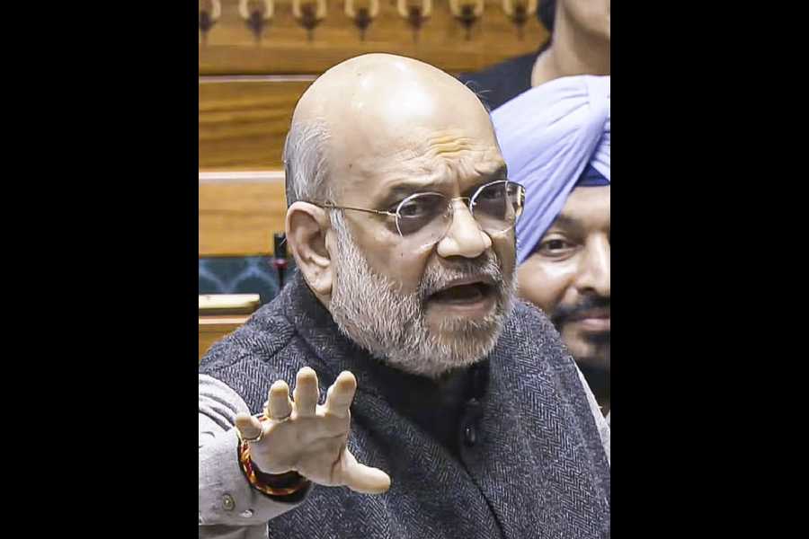 Amit Shah speaks in theLok Sabha on Wednesday.