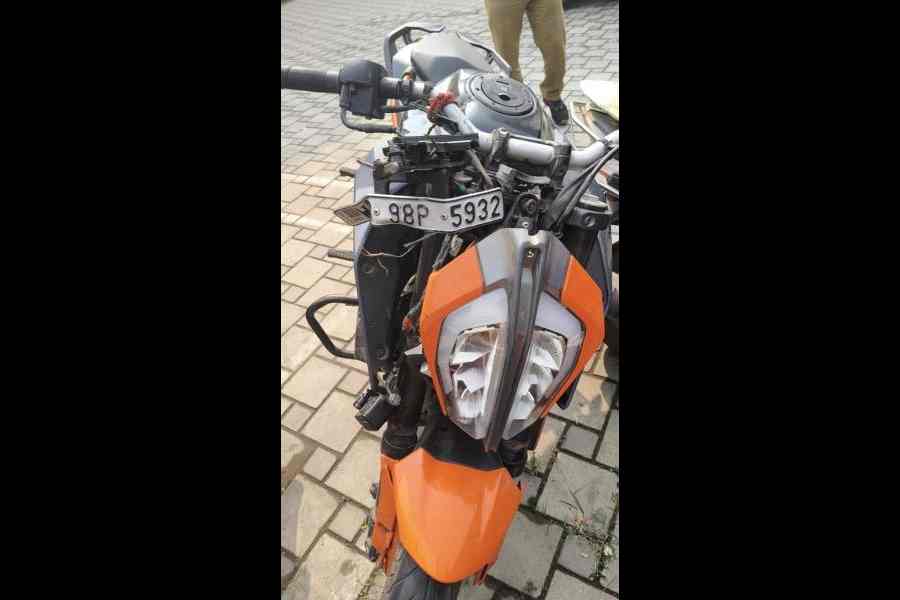 The KTM bike after the accident on Wednesday