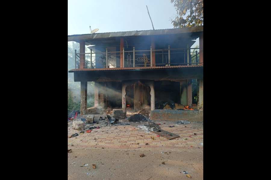 A house ransacked by mobs at MV-26 village in Odisha’s Malkangiri district