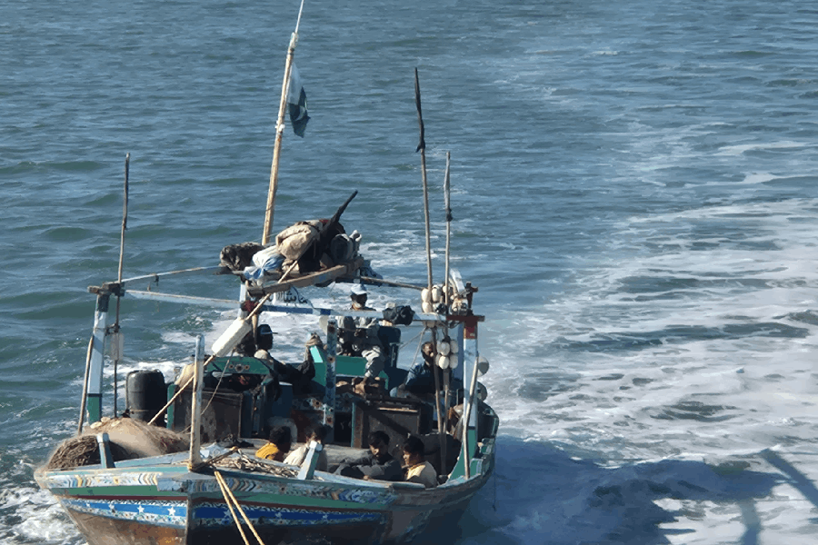 India Coast Guard intercepted and apprehended a Pakistani fishing vessel along with 11 crew operating illegally inside Indian waters.