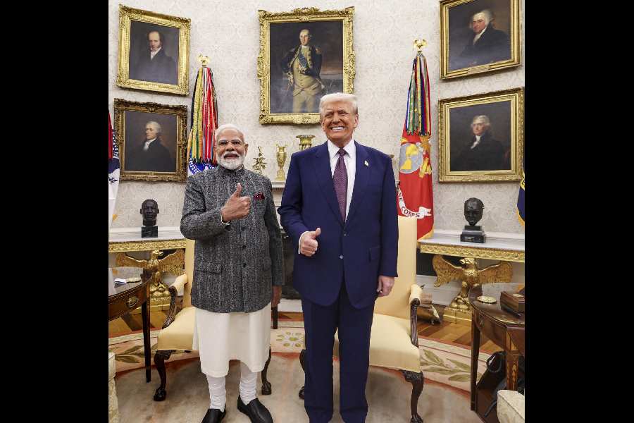 Narendra Modi with Donald Trump at the White House in February.