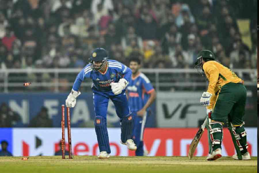 India's Jitesh Sharma runs out Quinton de Kock on Thursday