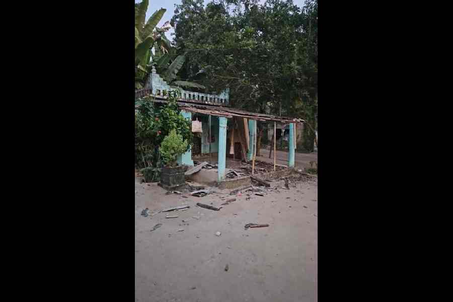 A house vandalised by tribals at MV-26 village in Odisha’s Malkangiri district