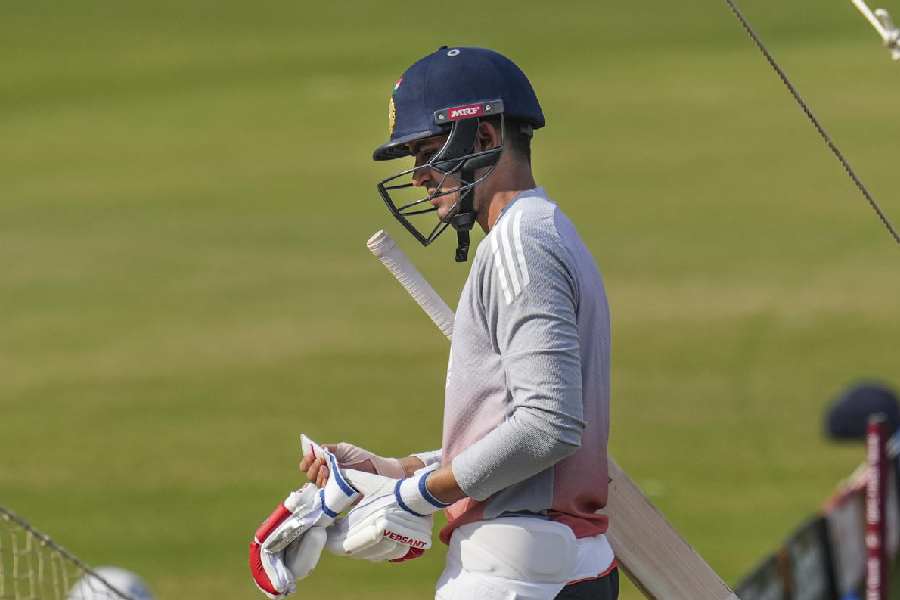 India's Shubman Gill during a practice session on the eve of the first T20 cricket match of a series between India and South Africa, at Barabati Stadium, in Cuttack, Odisha