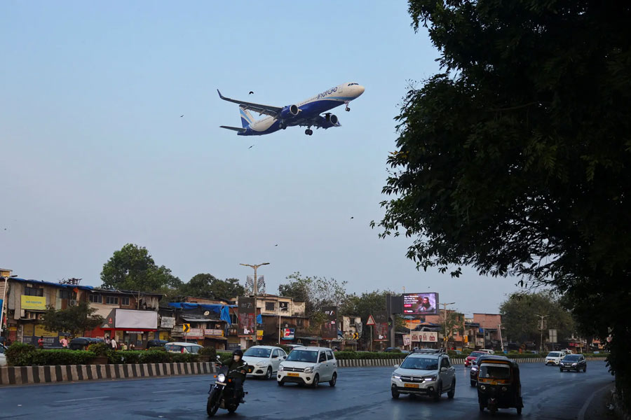 An IndiGo flight prepares to land in Mumbai, India, earlier this month. Operation troubles at the airline led to snarled airports across the country recently.