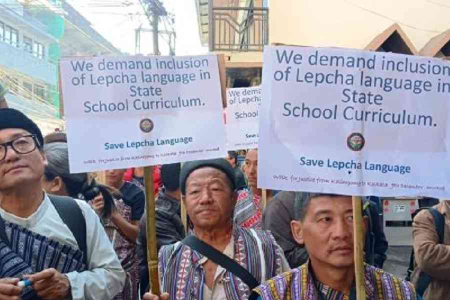 Members of the Lepcha community at a ‘Save Lepcha Language Campaign’ in Kalimpong