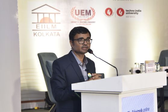 Keynote by Prof. Dr. Biswajoy Chatterjee, Vice-Chancellor of UEM Jaipur—measured, sharp, and unwavering in his message. He spoke with the conviction of someone who has seen the tides of education shift, and he urged institutions to embrace innovation before they are swept away by it.