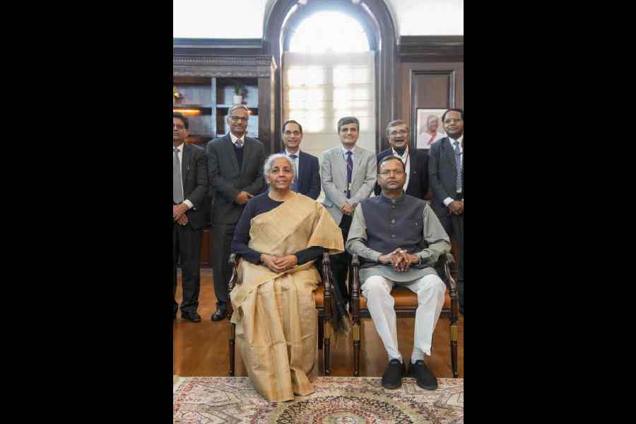 Pankaj Chaudhary (left) with Nirmala Sitharaman