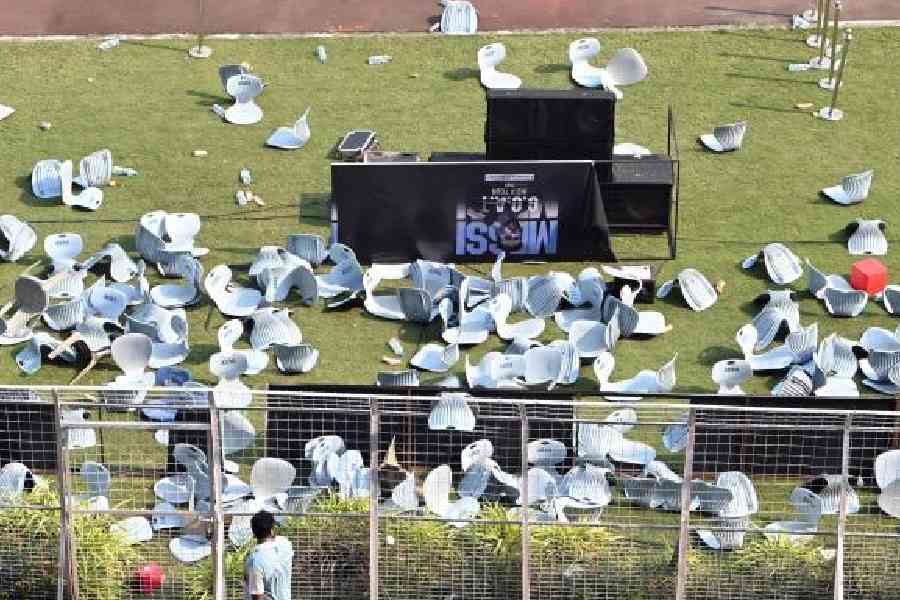 After Messi left caption at Salt Lake Stadium around 12.30pm on Saturday. Pictures by Sanat Kr Sinha