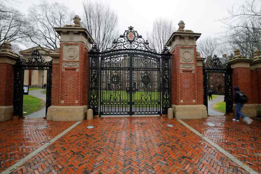 Gates stand in an archway at the Brown University in Providence, Rhode Island, US, March 17, 2025.
