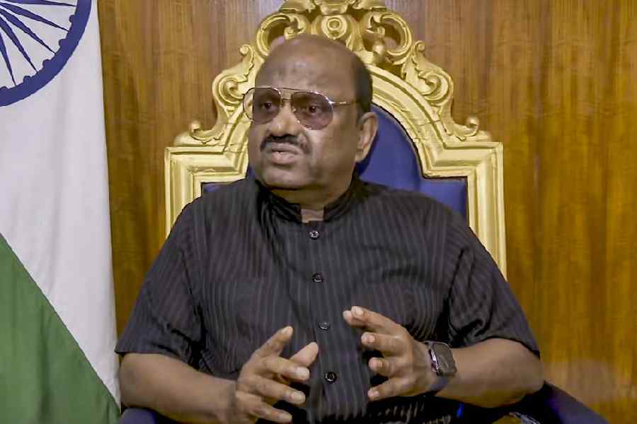 West Bengal Governor CV Ananda Bose addresses the media regarding chaos at an event at Salt Lake stadium featuring Argentine footballer Lionel Messi, in Kolkata, Saturday, Dec. 13, 2025.