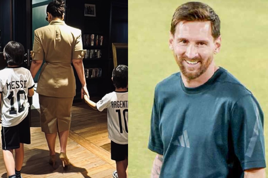 Kareena Kapoor with sons Taimur and Jeh, Lionel Messi