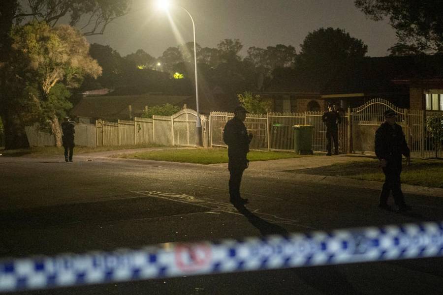 A police crime scene has been established at the home of a suspect in Bonnyrigg, following a deadly shooting at Bondi Beach, in Sydney, Australia, December 14, 2025.