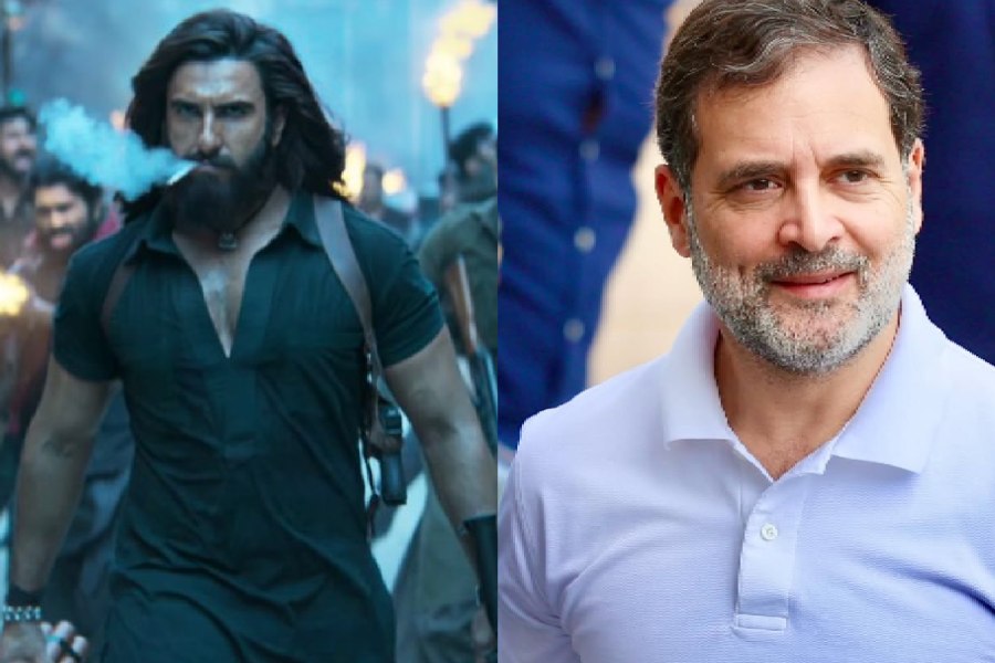 (left to right) A still from ‘Dhurandhar’, Rahul Gandhi