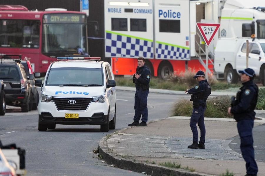 Police patrol in the early morning following a shooting Sunday at Sydney's Bondi Beach, Monday, Dec. 15, 2025.