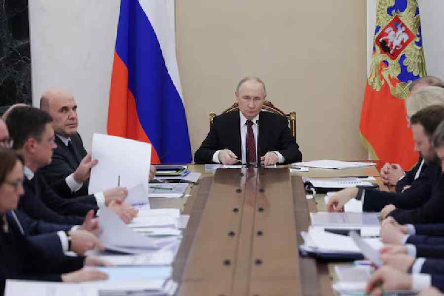 Russian President Vladimir Putin chairs a meeting on economic issues at the Kremlin in Moscow, Russia December 11, 2025.