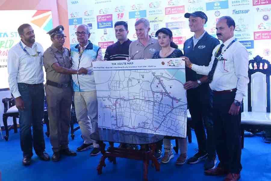 The route map of Tata Steel World 25K Kolkata being launched on Wednesday afternoon.