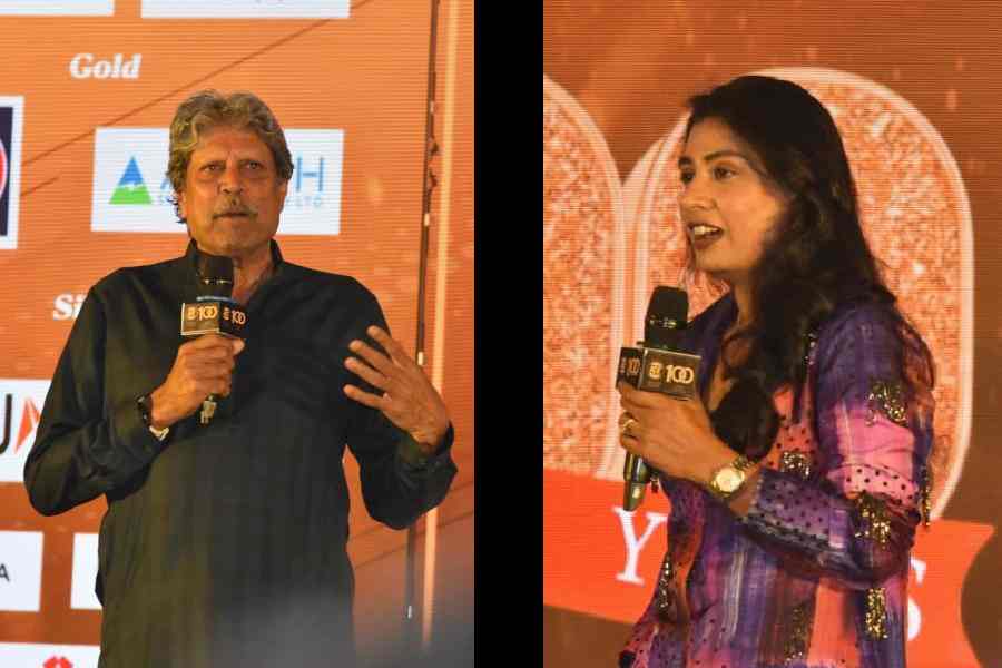 Kapil Dev and (right) Mithali Raj at an event in the city on Thursday.