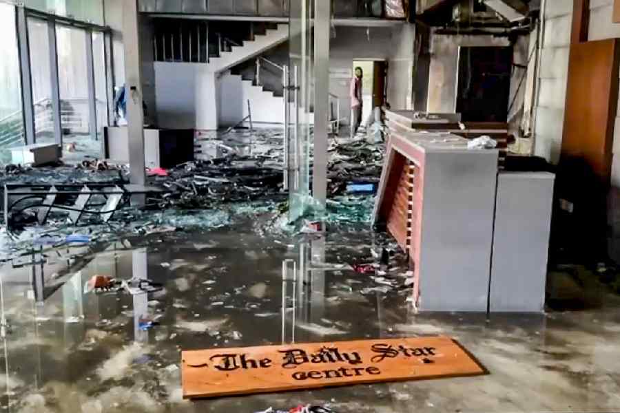 The vandalised Daily Star office in Dhaka. For the first time in 35 years, the newspaper could not bring out its print edition.