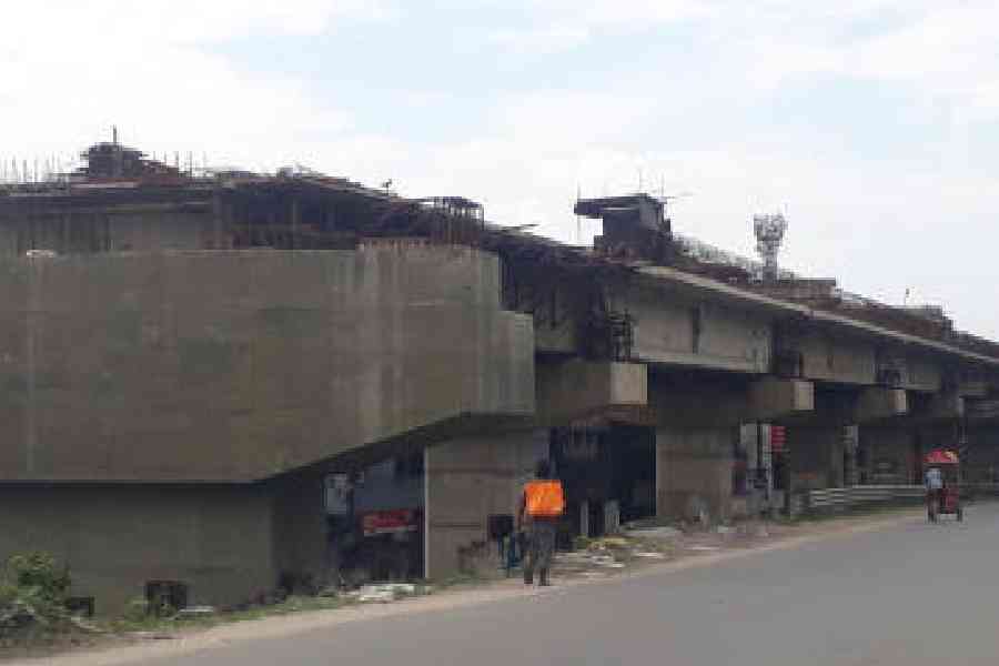The under-construction flyover on the Burdwan Road in Siliguri. File picture