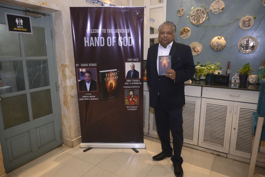 Saibal Biswas with his autobiography "Hand of God"
