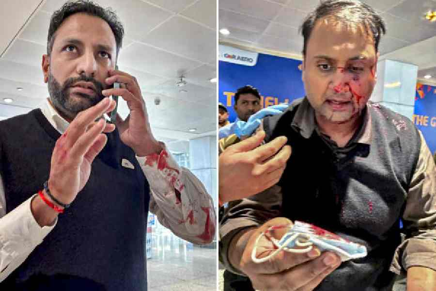 Ankit Dewan, who was allegedly assaulted by off-duty Air India Express pilot Virender Sejwal (right) at the Delhi airport.