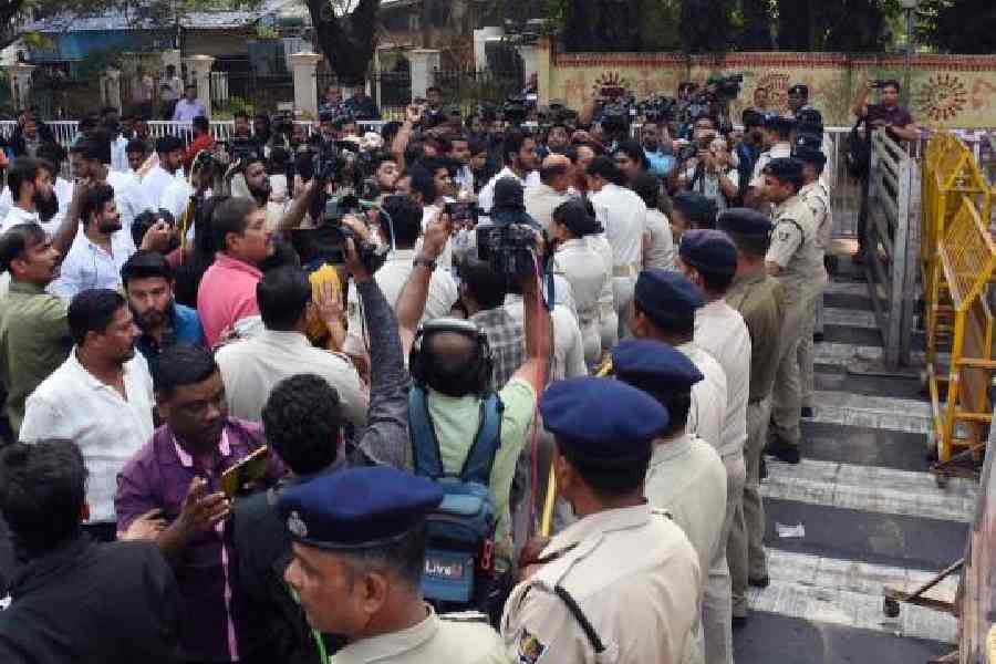Odisha Youth Congress workers protest near the chief minister’s residence in Bhubaneswar on Saturday. 
